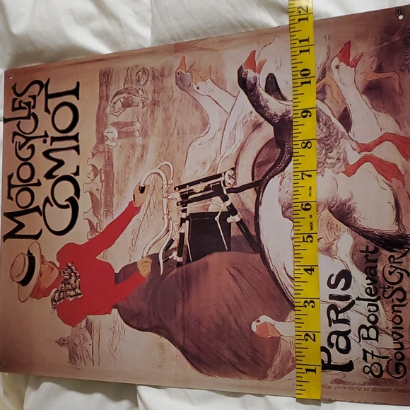 Paris France Tin Metal Art poster Motocycles Comiot - Picture 6 of 7